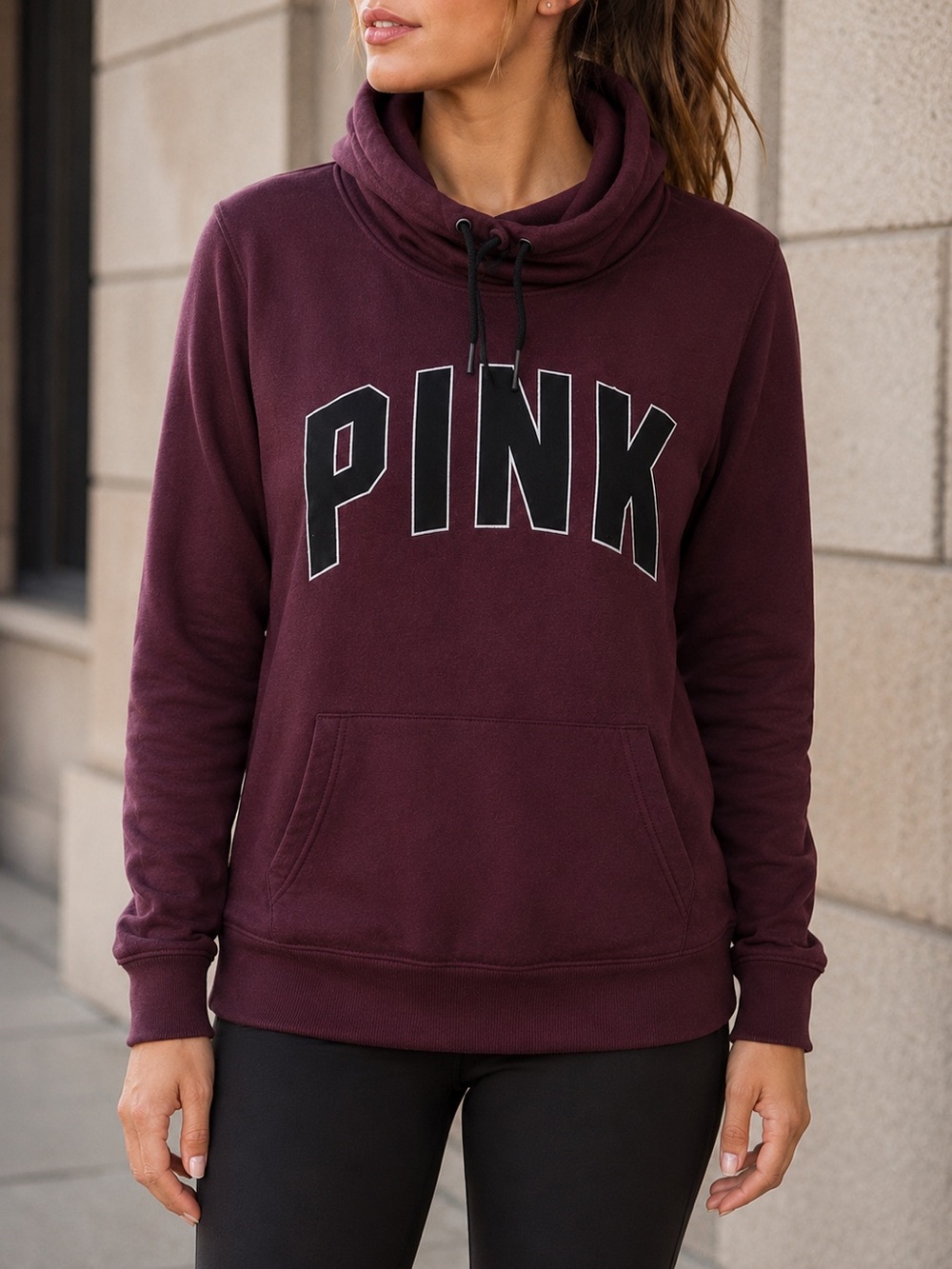 Victoria's Secret PINK Maroon Logo Small Y2K Collegiate Sweatshirt